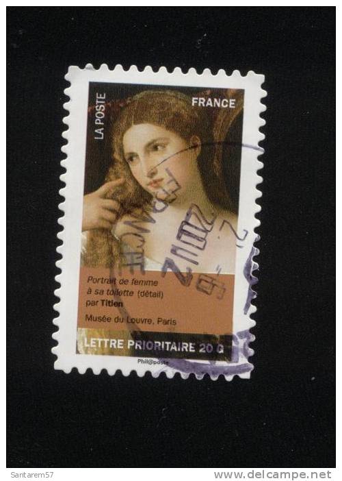 Timbre Oblitération Ronde Used Stamp Journée De La Femme 2012 Portrait De Femme à Sa Toilette Titien Musée Louvre FRANCE - Gebraucht
