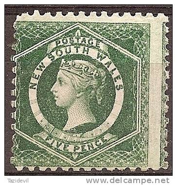 NEW SOUTH WALES - 1884 5d Queen Victoria. Perf 10. Scott 56. Mint Lightly Hinged * - Mint Stamps