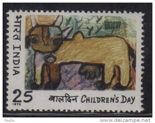 India MNH 1975, Childrens Day, Cow, Farm Animal, Art, Painting., - Neufs