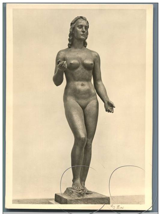 Art - Paul Scheurle, "Gäa", Nude Woman, Real Photo Postcard - München, Haus Der Deutschen Kunst Unused - Skulpturen