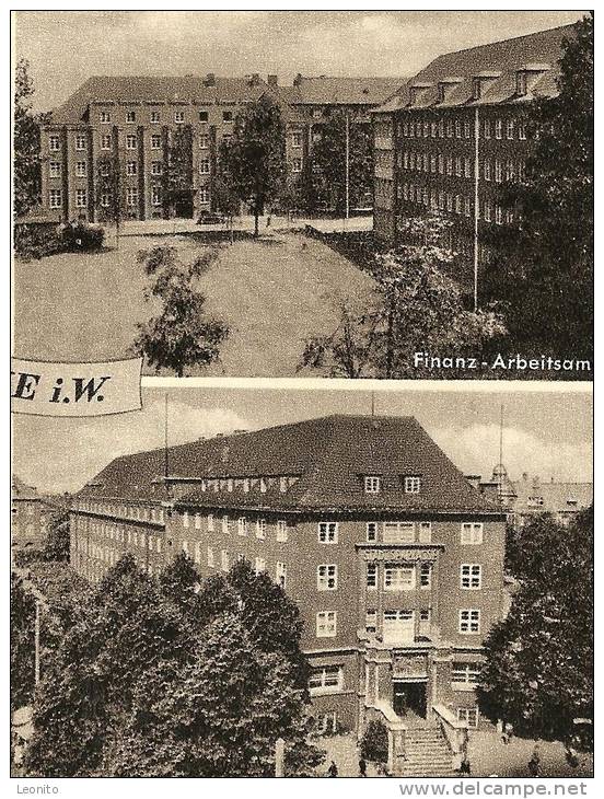 HERNE Nordrhein-Westfalen Bahnhofstrasse Finanz-Arbeitsamt Schloss Strünkede Sparkasse  Ca. 1950 - Herne