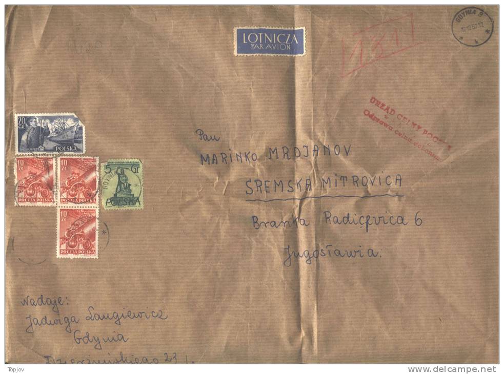 POLAND - POLSKA -  AIRMAIL  RECOM.  PAKET / PARCEL - BIG NOMINAL  - 1957 - Airplanes