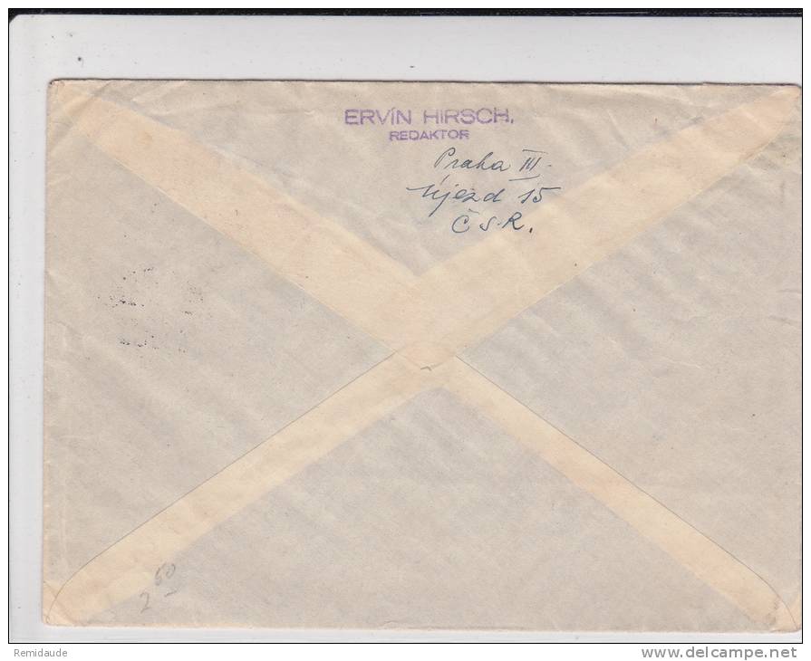 TCHECOSLOVAQUIE - 1946 - ENVELOPPE Par AVION De PRAGUE Pour RIVERSIDE (USA) - Lettres & Documents