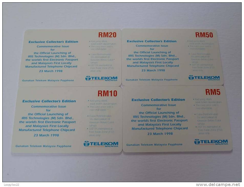 MALAYSIA - Set Of 4 - Chip - Iris Technologies - RARE - Malaysia