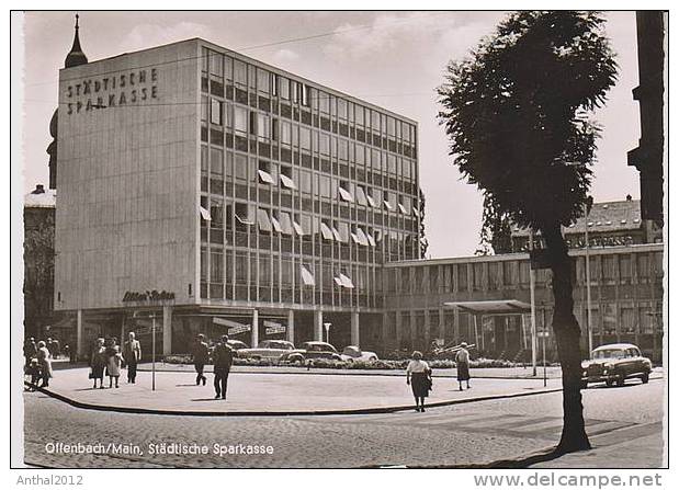 AK PKW Mercedes Ponton Städtische Sparkasse Offenbach Main Sw 19.7.1961 - Offenbach