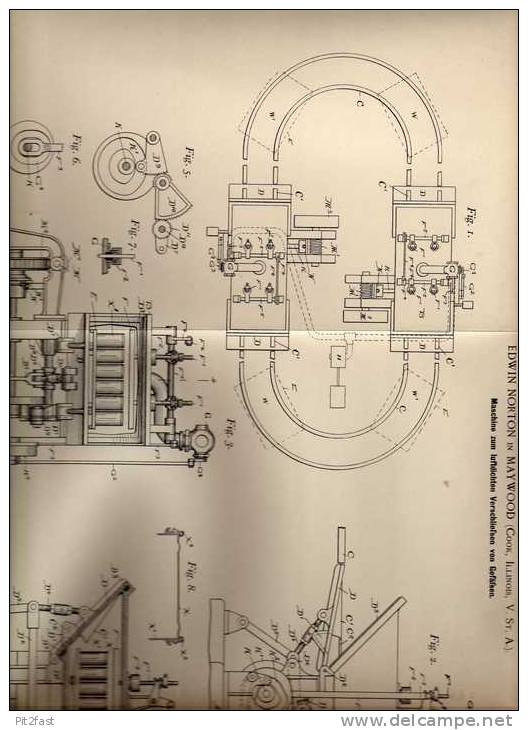 Original Patentschrift - E. Norton In Maywood , 1899 , Maschine Für Luftdichte Gefäße  !!! - Tools