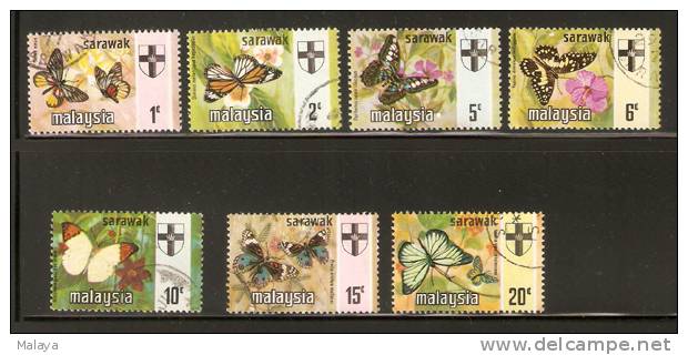 Malaysia 1971 Butterflies USED Set Sarawak - Malesia (1964-...)