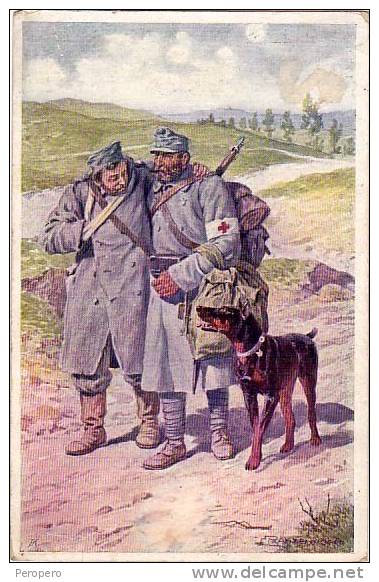 AK ROTES KREUZ RED CROSS HUNDE K.F.A. SANIT¸ATHUNDE DOGGE MILITARY,SIGNIERT KARTE  OLD POSTCARD 1916 - Rotes Kreuz