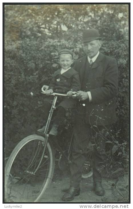 Father &amp; Son With Bicycle,  Photo-postcard,  C1910.             Ro-68 - Other & Unclassified