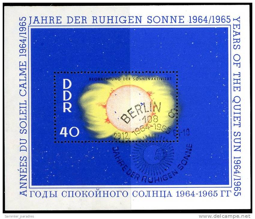 DDR - Michel Block 20 / 22 = 1081 / 1083 - &#9689; Gestempelt (B) - Jahr Der Ruhigen Sonne - Wert: 18,00 Mi€ - Gebraucht