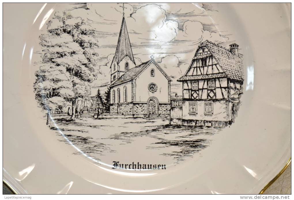 Ancienne Assiette Salins Décor Furchhausen (furchhausen Eglise) - Salins (FRA)