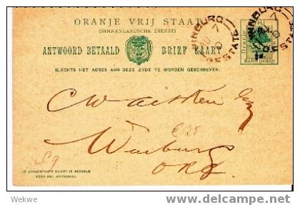 SA-O24/  ORANJE-FREISTAAT -  Antwortkarte, Orange River, 1900, GA Als Ortskarte, Winburg - Estado Libre De Orange (1868-1909)
