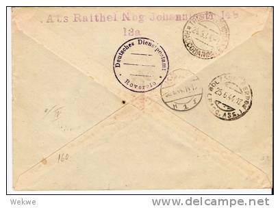 I-rs003a/  ITALIEN - Rovereto 1944. Diverse Überdruckmarken, Einschreiben N. Köln - Correo Urgente