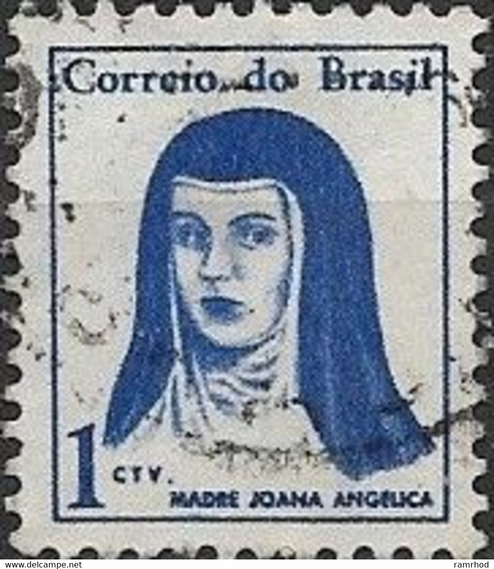 BRAZIL 1967 Mother Joana Angelica - 1c Blue FU - Used Stamps