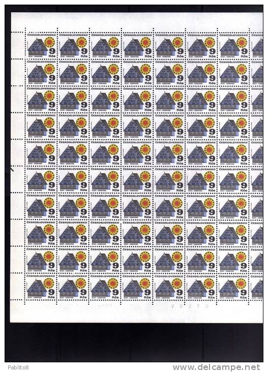 CZECHOSLOVAKIA - CESKOSLOVENSKO - CECOSLOVACCHIA 1971 Regional Buildings Cottage TURNOV Turnovsko SHEET 100 STAMP MNH - Blocks & Sheetlets