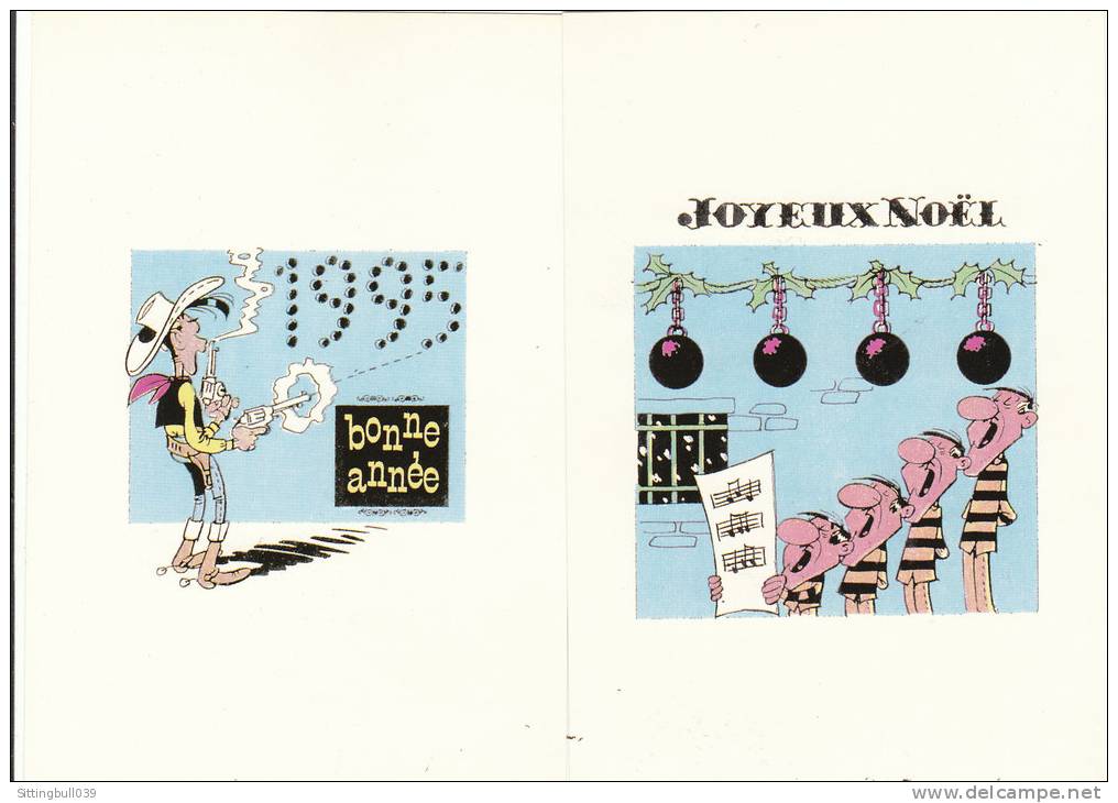 MORRIS, FRANQUIN, PEYO. Série Complète De 5 Cartes Postales Bonne Année 1995. Joyeux Noël. Editions CHUUUT !!!. épuisée. - Cartes Postales