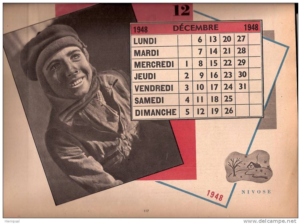 CALENDRIER  U.F.F.  UNION DES FEMMES FRANCAISE .   127 PAGES    DIMONSION  31X24 - Groot Formaat: 1941-60