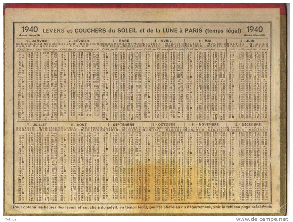 ALMANACH DES POSTES ET DES TELEGRAPHES  1940 - Maison Du Roussillon, Année Bissextile. - Grand Format : 1921-40