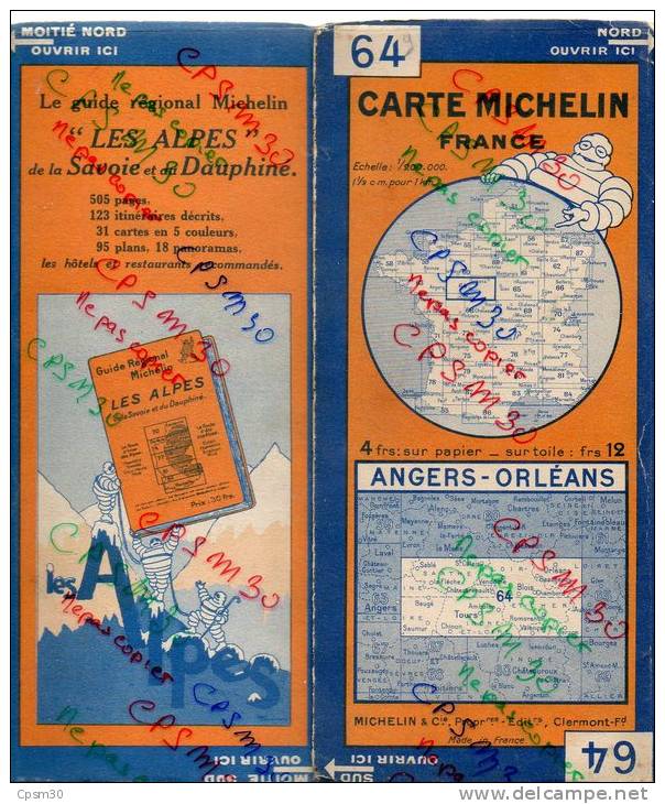 CARTE GEOGRAPHIQUE Michelin - N° 64 ANGERS - ORLEANS N° 2820 34 - Cartes Routières