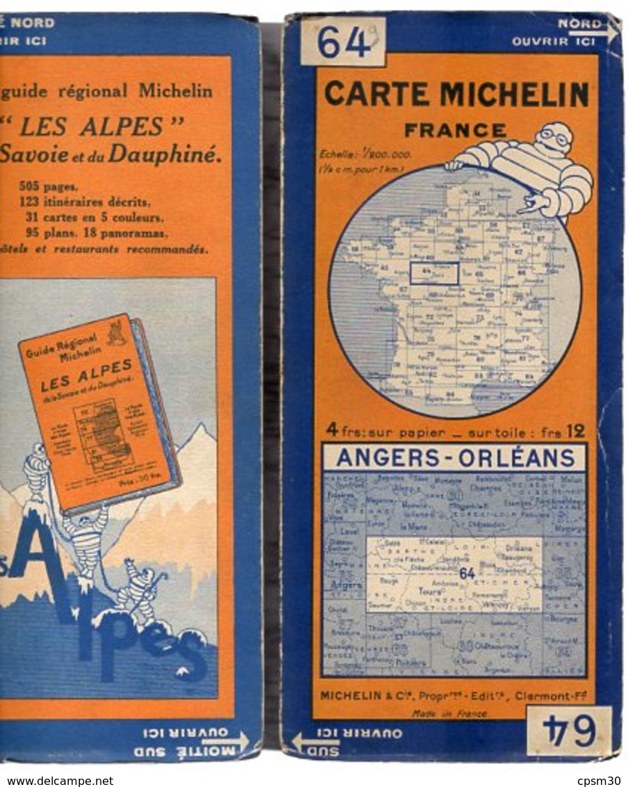 CARTE GEOGRAPHIQUE Michelin - N° 64 ANGERS - ORLEANS N° 2820 34 - Cartes Routières