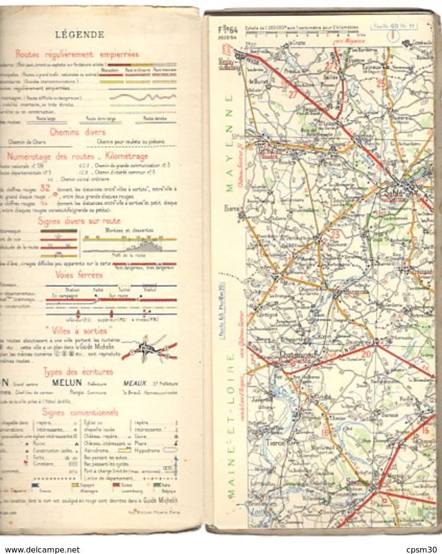 CARTE GEOGRAPHIQUE Michelin - N° 64 ANGERS - ORLEANS N° 2820 34 - Cartes Routières