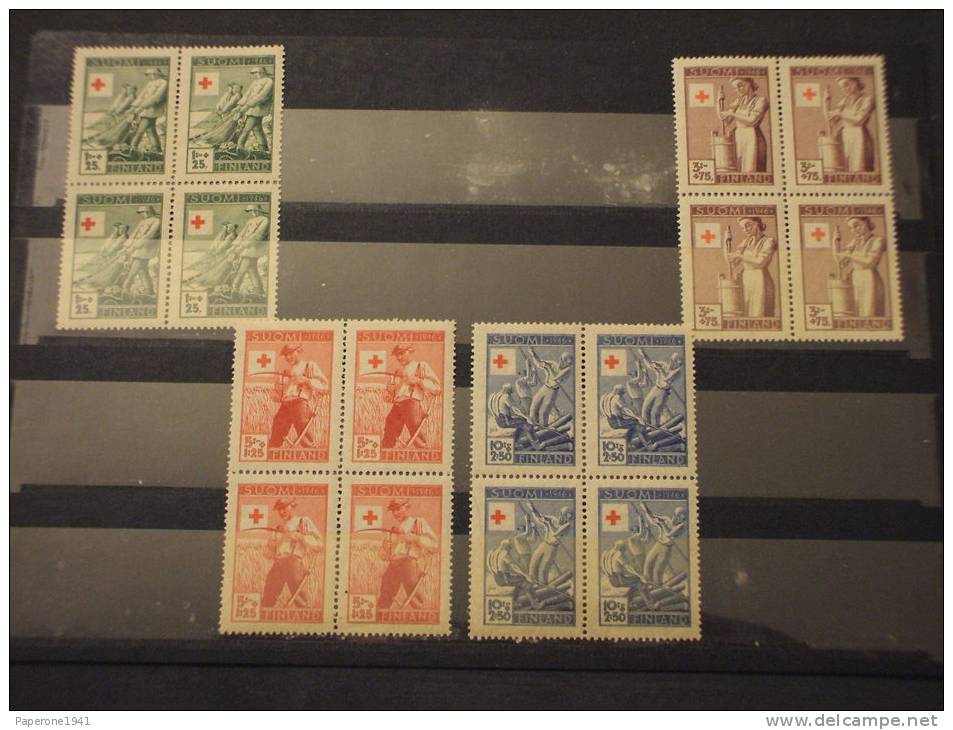 FINLANDIA - 1946 CROCE ROSSA 4 Valori IN QUARTINE - NUOVI(++)-TEMATICHE - Unused Stamps