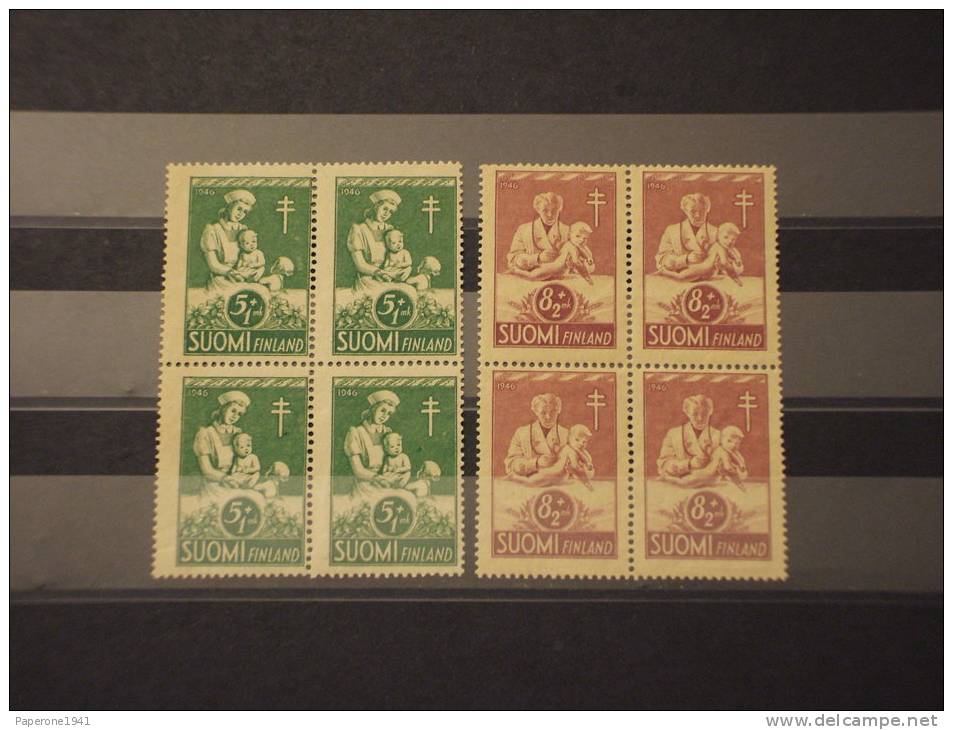 FINLANDIA - 1946 TUBERCOLOSI 2 Valori IN QUARTINE - NUOVI(++)-TEMATICHE - Unused Stamps