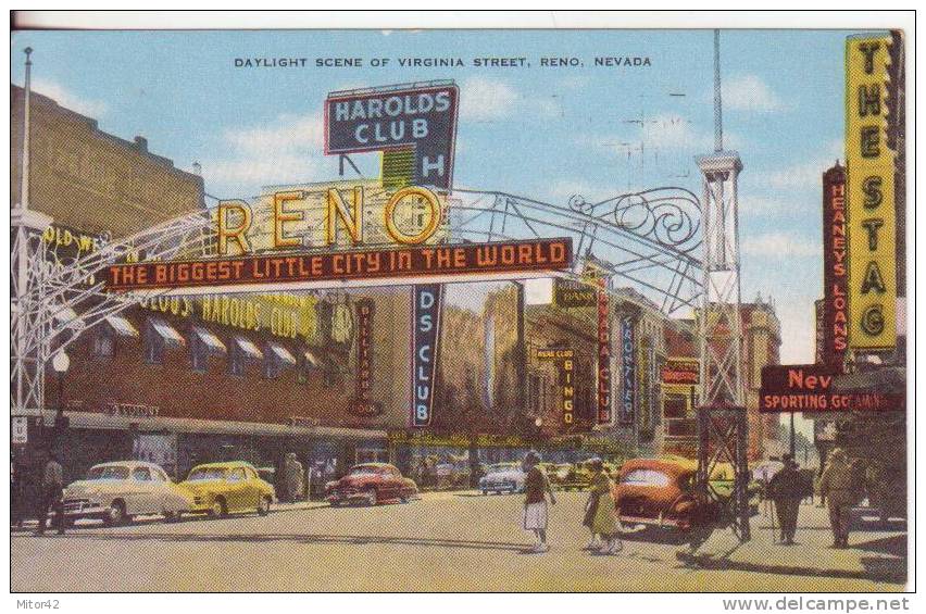 4-Reno-Nevada-Stati Uniti-U.S.A.-United States-Daylight Scene Of Virginia Street-Tema:Auto-v.1952 - Reno