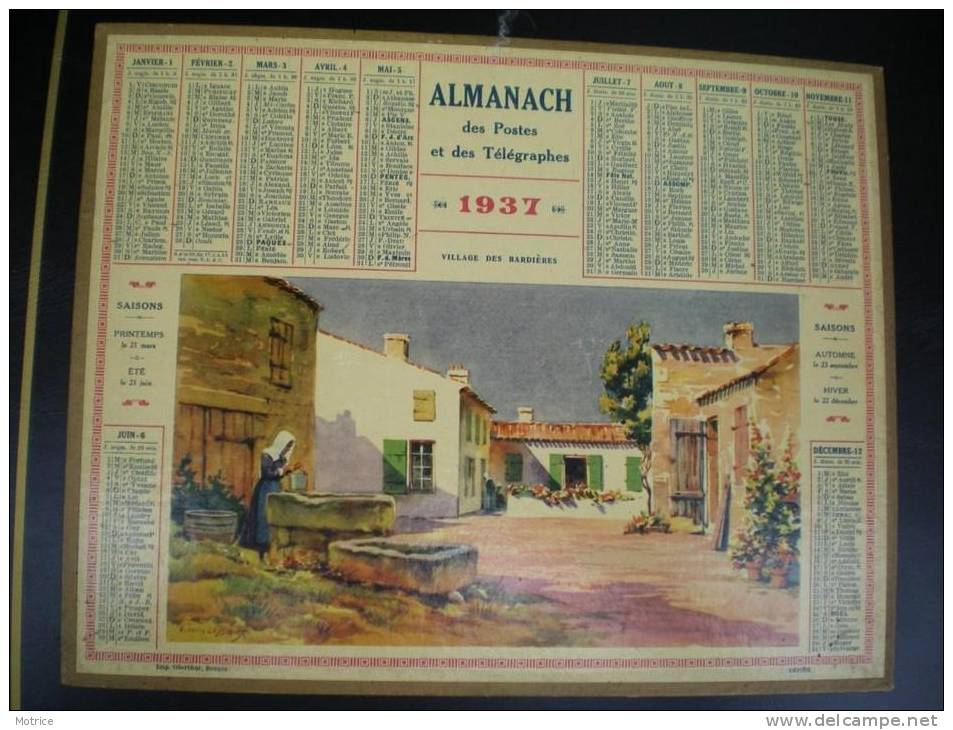 ALMANACH DES POSTES ET DES TELEGRAPHES  1937- Village Des Bardières. - Grand Format : 1921-40