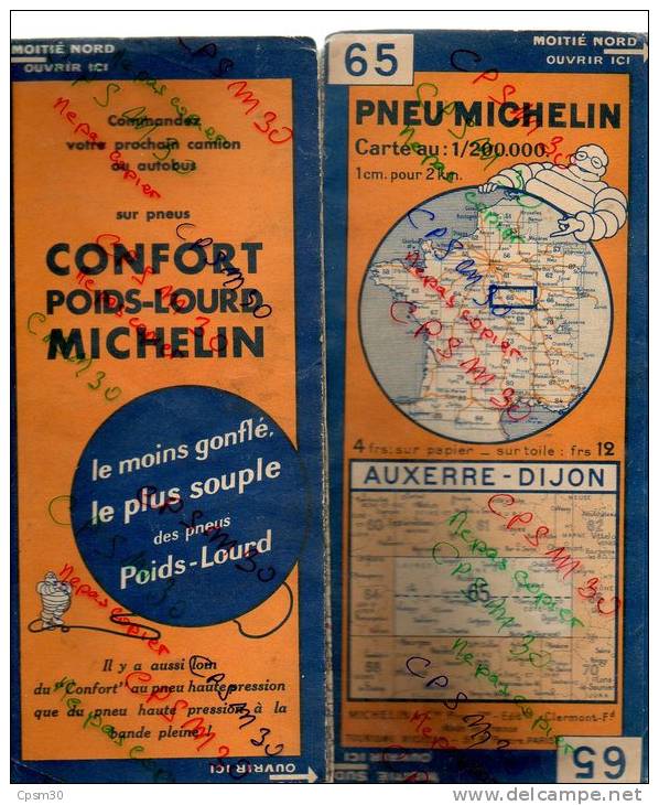 Carte Géographique MICHELIN - N° 065 AUXERRE - DIJON N° 3228 63 - Strassenkarten