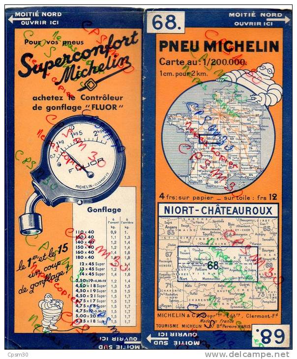 Carte Géographique MICHELIN - N° 068 NIORT - CHATEAUROUX N° 3422 94 - Strassenkarten