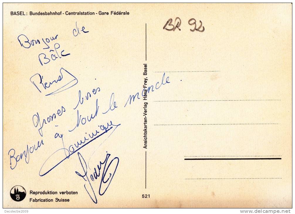 BR92 Basel Bundesbahnhof Centrakstation Gare Federake 2 Scans - Sonstige & Ohne Zuordnung