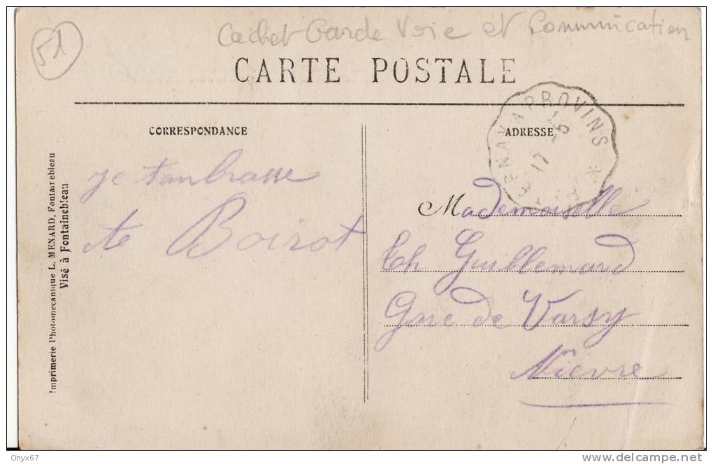 CACHET G.V.C. ( Garde Voie Et Communication ) Marque Postale Militaire -COURGIVAUX -cimetière - Esternay