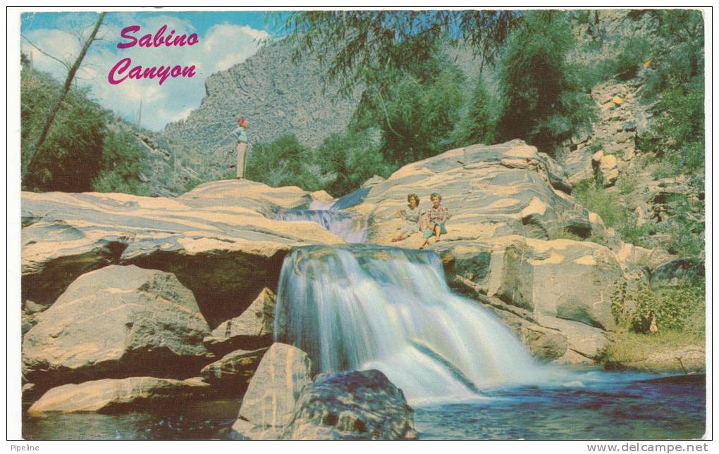 USA Poistcard Waterfalls In Sabino Canyon Tucson Arizona Sent To Germany 6-8-1967 - Tucson