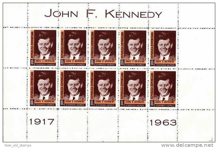 DOMINICAN REPUBLIC JF KENNEDY  M/S OF 10 SC#C137  CV.$20.00 SCARCE MNH - Kennedy (John F.)