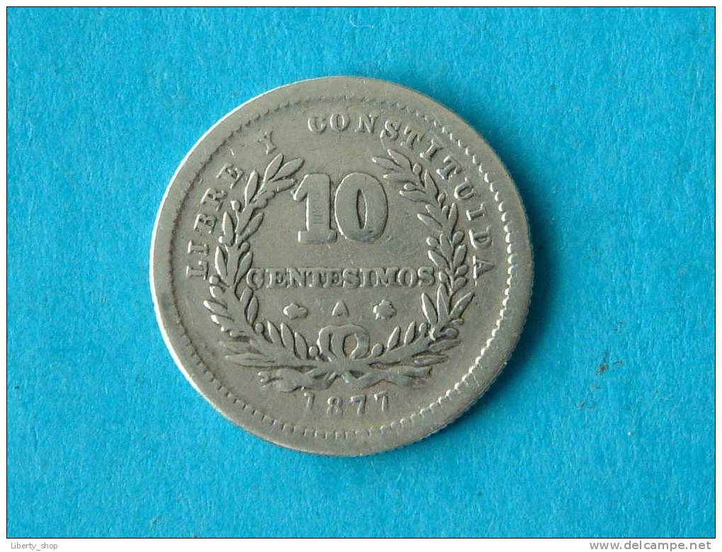 1877 - 10 CENTESIMOS (silver) / KM 14 ( For Grade, Please See Photo ) ! - Uruguay