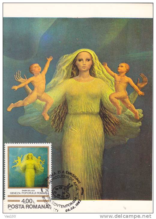 GENESIS, PAINTING BY SABIN BALASA, 1982, CM. MAXI CARD CARTES MAXIMUM, ROMANIA - Andere & Zonder Classificatie