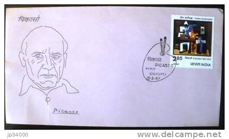 INDE PICASSO FDC, 1er Jour, Cachet Illustré Calcutta 15 Mars 1982 - Picasso