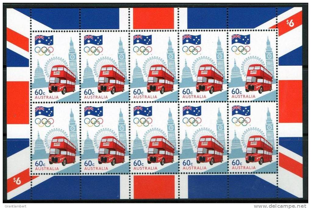 Australia 2012 The Road To London - Olympics 60c Sheetlet Of 10 MNH - Mint Stamps