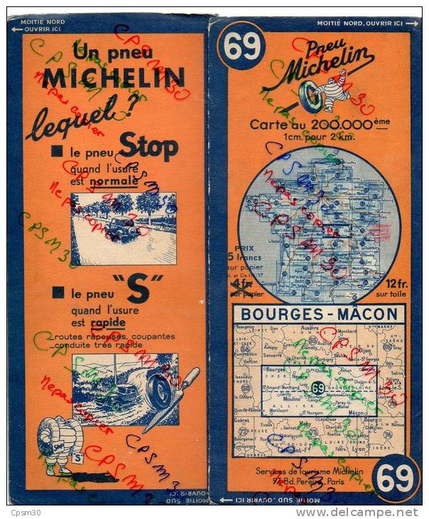 Carte Géographique MICHELIN - N° 069 BOURGES - MACON N° 1111 3645 - Strassenkarten