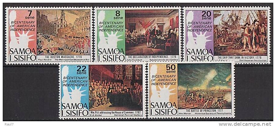 SAMOA 1976 - Bicent De L'independence Des USA - 5v Neufs // Mnh - Samoa