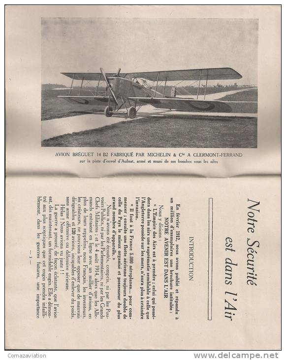 Aviation - Notre Sécurité Est Dans L´air - Décembre 1919 - Edité Par Michelin & Cie à Clermont-Ferrand - Avion