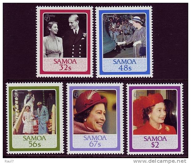 SAMOA 1986 - 60e Ann Sa Majesté Elisabeth II - 5v Neufs // Mnh - Samoa