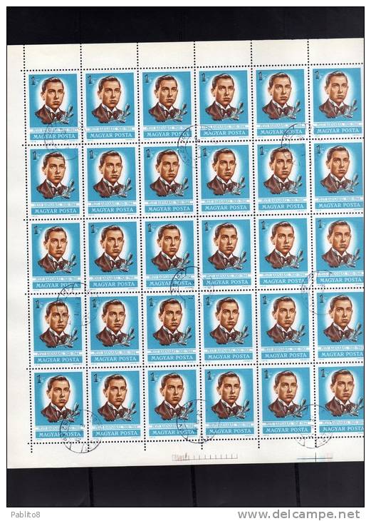 HUNGARY - UNGHERIA - MAGYAR 1973 Events, Anniversary, 30th Death Anniv Of Barnabas Pesti Patriot B. Pesti  SHEET USED - Feuilles Complètes Et Multiples