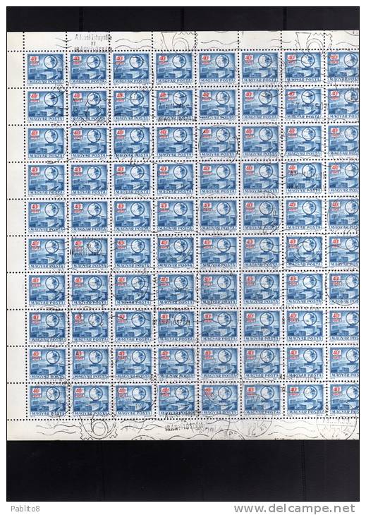 HUNGARY - UNGHERIA - MAGYAR 1973 Computer And Communication, Postal, POSTAGE DUE STAMPS. Postal Operations SHEET USED. - Fogli Completi