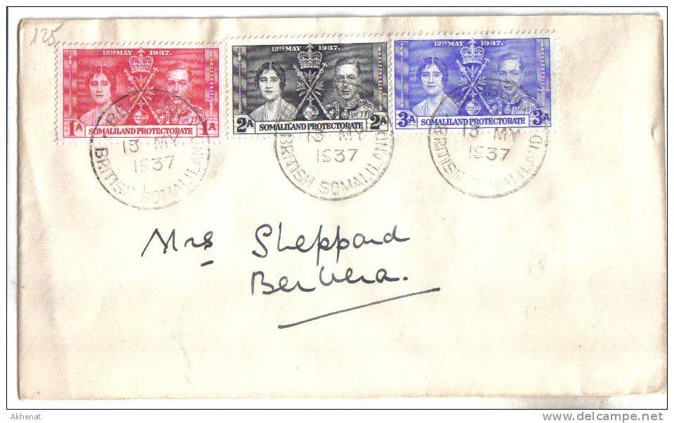 TZ125 - SOMALILAND  , Berbera 13/5/1937 - Somaliland (Protectorate ...-1959)