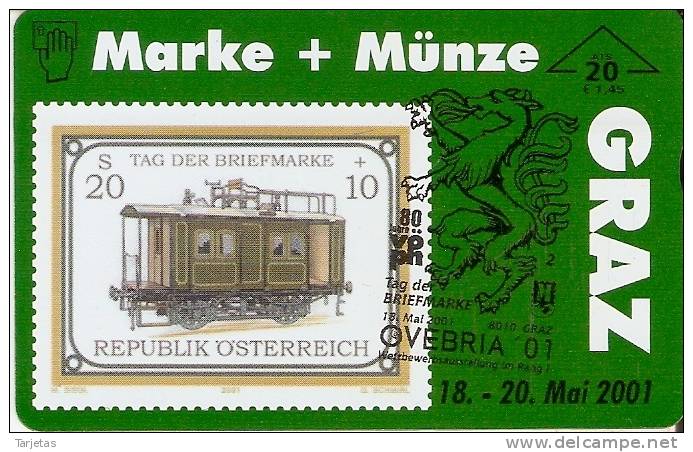 F-577 TARJETA DE AUSTRIA DE UN TREN TIRADA 565   SELLO-STAMP  (TRAIN-ZUG) - Trenes