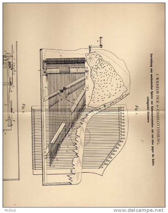 Original Patentschrift - J. Pick In Charlottenburg , 1900 , Saiteninstrument , Zither , Harfe !!! - Instruments De Musique