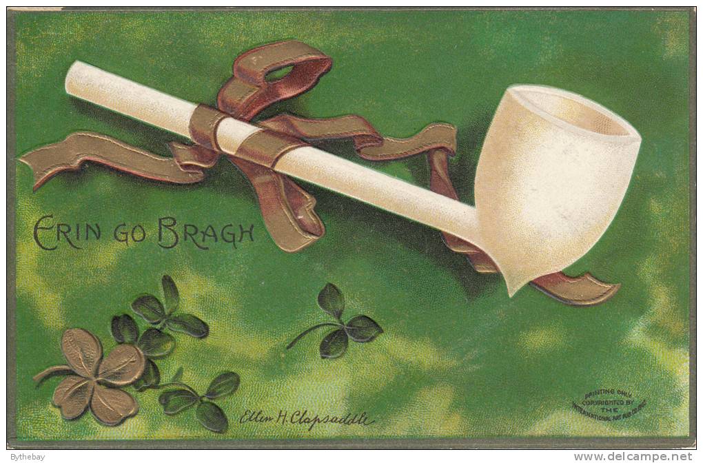 Erin Go Bragh - Pipe With Ribbon - Clapsaddle - Saint-Patrick