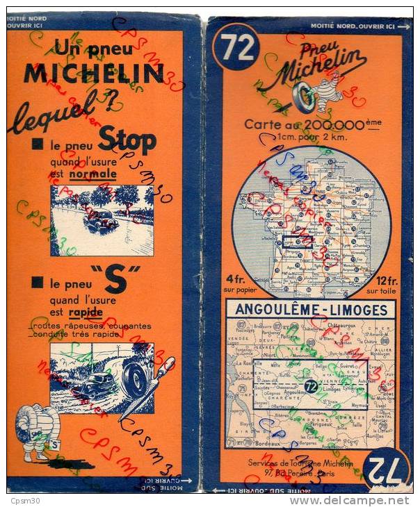 Carte Géographique MICHELIN - N° 072 ANGOULEME - LIMOGES N° 104 3621 - Strassenkarten